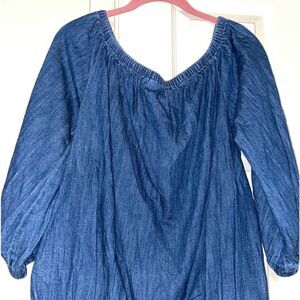 Universal thread long sleeve flowy denim blouse size large